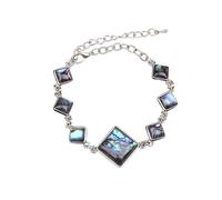 DyLyz Pulsera de piedra de concha de abulón con rombos coloridos estilo bohemio joyería de moda pulseras de eslabones ajustables brazalete de cristal natural Reiki Chakra pulsera para mujeres y