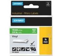 Dymo rhino cinta de etiquetas industrial adhesiva id1-19, blanco sobre verde de 19mmx5´5m, vinilo