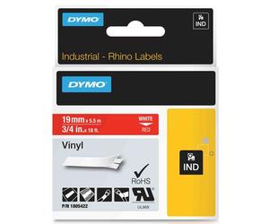 Dymo 1805422 IND Rhino cinta vinilo blanco sobre rojo 19 mm (original)