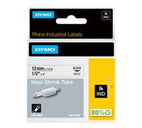 DYMO IND 18055 - DYMO IND tubo termorretráctil, 12 mm, negro/blanco