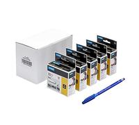 Dymo 18445 Rhino - Etiquetas industriales de vinilo, autoadhesivas, rollo de 19 mm x 5,5 m, impresión en negro sobre blanco + bolígrafo PaperMate