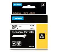 Dymo Cinta para etiquetas S0718210/18483 – Poliéster permanente 12 mm Negro sobre blanco UL969