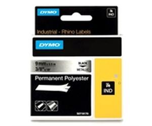 Dymo 18485 (S0718170) IND Rhino poliéster negro sobre metalizado 9mm