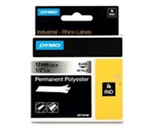 Dymo 18486 (S0718180) cinta plástica negro sobre plateado 12mm