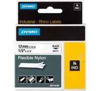 DYMO 18488 Cinta De Nylon Flexible Rhino 12mm x 3.5m Negra Sobre Blanca