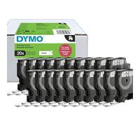 Dymo 2231632 cinta adhesiva negra sobre blanco de 12 mm, paquete económico de 20 unidades (original)