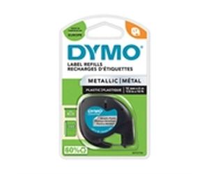 Dymo 91208 (S0721730) cinta plástica negro sobre plateado 12mm