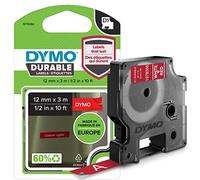 DYMO Authentic D1 Etiquetas duraderas | Impresión en negro sobre cinta roja | 12 mm x 3 m | Cinta de etiquetado para rotuladoras LabelManager