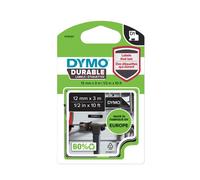 DYMO Etiquetas duraderas D1 auténticas de | Impresión blanca sobre cinta negra | 12 mm x 3 m | Cinta de etiquetado para rotuladoras LabelManager