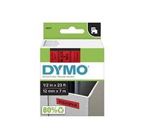 DYMO Cinta ROTULADORA AUTOADHESIVA D1 12MM X 7 Metros DE Longitud para ROTULADORAS Label Manager, Negro sobre Rojo