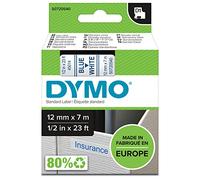 DYMO D1 etiquetas auténticas | impresión azul sobre fondo blanco | 12 mm × 7 m | etiquetas autoadhesivas para etiquetadoras LabelManager