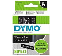 DYMO D1 etiquetas auténticas | impresión blanca sobre fondo negro | 12 mm × 7 m | etiquetas autoadhesivas para etiquetadoras LabelManager