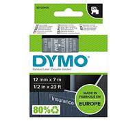 DYMO D1 etiquetas auténticas | impresión blanca sobre fondo transparente | 12 mm × 7 m | etiquetas autoadhesivas para etiquetadoras LabelManager