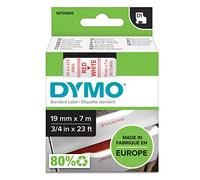 DYMO D1 etiquetas auténticas - impresión en rojo sobre fondo blanco - 19 mm נ7 m - etiquetas autoadhesivas para etiquetadoras LabelManager