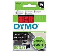 Dymo Etiquetas D1 autoadhesivas – 9 mm × 7 m, impresión negra sobre fondo rojo para LabelManager