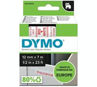 DYMO D1 etiquetas auténticas | impresión roja sobre fondo blanco | 12 mm × 7 m | etiquetas autoadhesivas para etiquetadoras LabelManager