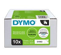 DYMO D1 etiquetas auténticas | rollo de 9 mm x 7 m | impresión negra sobre fondo blanco | autoadhesivas | para etiquetadoras LabelManager | 10 unidades