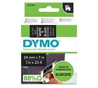 DYMO D1 etiquetas autoadhesivas, blanco sobre negro, 24 mm x 7 m | Recambios de etiquetas para usar en la oficina o en casa, para las impresoras de etiquetas LabelManager 500TS y 640CB