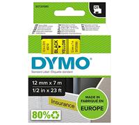 DYMO D1 etiquetas autoadhesivas, negro sobre amarillo, 12 mm x 7 m | Recambios de etiquetas para usar en la oficina o en casa, para las impresoras de etiquetas LabelManager