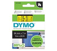DYMO D1 etiquetas autoadhesivas, negro sobre amarillo, 24 mm x 7 m | Recambios de etiquetas para usar en la oficina o en casa, para las impresoras de etiquetas LabelManager 500TS y 640CB