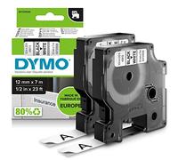 DYMO D1 etiquetas autoadhesivas, Negro sobre blanco, 12mm x 7m, 2 uds. | Recambios de etiquetas para usar en la oficina o en casa, para las impresoras de etiquetas LabelManager, 2 unidades