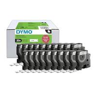 DYMO D1 etiquetas autoadhesivas, negro sobre blanco, 12mm x 7m, 20 uds. | Recambios de etiquetas para usar en la oficina o en casa, para las impresoras de etiquetas LabelManager, 20 unidades