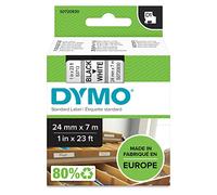 DYMO D1 etiquetas autoadhesivas, negro sobre blanco, 24 mm x 7 m | Recambios de etiquetas para usar en la oficina o en casa, para las impresoras de etiquetas LabelManager 500TS y 640CB