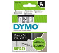 DYMO D1 etiquetas autoadhesivas, negro sobre transparente, 12 mm x 7 m | Recambios de etiquetas para usar en la oficina o en casa, para las impresoras de etiquetas LabelManager