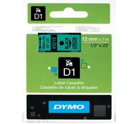 DYMO D1 etiquetas auténticas impresión negra sobre fondo verde 12 mm × 7 m