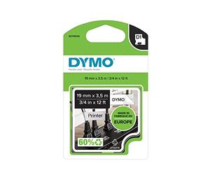 Dymo D1 Flexible Cintas Autoadhesivas para Impresoras LabelManager, Rollo de 19 mm x 3,5 m, Negro y Blanco