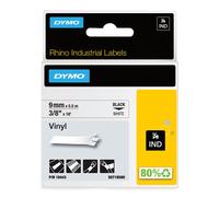 Dymo D18443 - Cinta de vinilo, color blanco Negro sobre Blanco 9 mm x 5.5 m