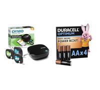 DYMO Etiquetadora LetraTag 200B Bluetooth | Impresora de Etiquetas compacta | Se Conecta Mediante tecnología inalámbrica Bluetooth a iOS y Android + Duracell Optimum Pack de 4 AA