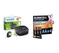DYMO Etiquetadora LetraTag 200B Bluetooth, Impresora de Etiquetas compacta |Se Conecta Mediante tecnología inalámbrica Bluetooth a iOS y Android + Duracell Optimum Pack de 4 AA