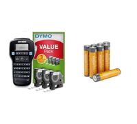 DYMO LabelManager - Juego de iniciación de Dispositivo de etiquetado portátil 160, Dispositivo de etiquetado con Teclado QWERTZ y fácil edición de Texto, con 3 Rollos + Amazon Basics Pack de 8 AAA
