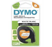 Dymo LetraTag Etiquetado 12mm x 4m de cinta de plástico - Negro sobre blanco (Blister)