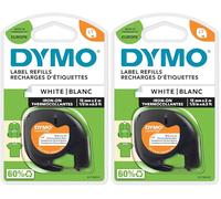 DYMO LT etiquetas auténticas para ropa | Negro sobre blanco | 12 mm x 4m | Hierro en las etiquetas de tela para las etiquetadoras LetraTag | autoadhesivo (Paquete de 2)