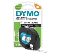 DYMO LT plástico etiquetas auténticas | Negro sobre blanco | 12 mm x 4m | para las etiquetadoras LetraTag | autoadhesivo