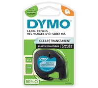 Dymo cinta plástico negro / transparente 12mm x 4m Recambio