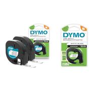 DYMO LT plástico etiquetas - Negro sobre amarillo - 12 mm x 4m & LT etiquetas auténticas de papel - auténticas - Negro sobre blanco - 12 mm x 4m