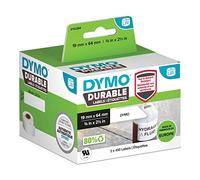 DYMO LW auténticas etiquetas durables - 19mm נ64mm - 2 rollos de 450 etiquetas "White Poly" (900 unidades) - Etiquetas que duran sobre superficies exigentes para etiquetadoras LabelWriter