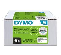 DYMO LW etiquetas de dirección multiusos auténticas | 32 mm × 57 mm | 6 rollos de 1000 etiquetas con reverso fácil de retirar (6000 unidades) | autoadhesivas | para etiquetadoras LabelWriter