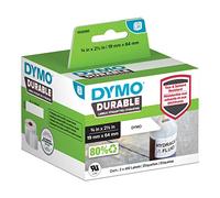 DYMO LW etiquetas industriales resistentes para LabelWriter impresoras de etiquetas, poli blanco, 19 mm x 64 mm, 2 rollos de 450 (1933085)
