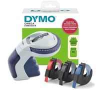 DYMO rotuladora de estampación con tres cintas de etiquetas | Kit de iniciación de rotuladora de estampación Omega | Diseño pequeño, ergonómico y con sistema de giro y clic | €, Ñ, Å, Æ y Ø