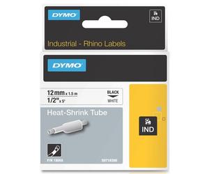 Dymo S0718300 / 18055 IND Rhino cinta termorretráctil negro sobre blanco 12 mm (original)