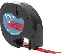 Dymo S0721680 - Cinta de plástico adecuado para 91223, 12 mm x 4 m, color negro y rojo