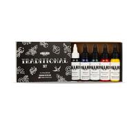 Dynamic Color Co - Juego de colores tradicionales, incluye una botella de 1 onza de cada uno: negro, amarillo canario, azul, verde y rojo fuego, fabricado en EE. UU