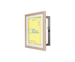 Dynamic Frames My Little DaVinci Marco A4 Madera Natural, Cuadro con Apertura Frontal y Espacio para 50 Hojas, Soporte de Pared para Dibujos Infantiles, Fotos, Decoración Hogar