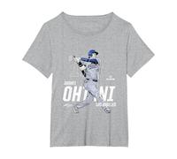 Dynamic Pose Shohei Ohtani Los Angeles Baseball MLBPA Camiseta, Mujer Tallas Grandes, Gris Jaspeado, 5XL Grande