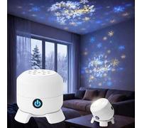 Dynamic Rotating LED Projector Light, Colorful Rotating Projection Light, Snowflake/Christmas/Ocean Dynamic Patterns, Multi-Angle Projection Base,for Bedroom,Living Rooms (Snowflakes,USB plug-in)