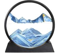 Dynamic Sand Picture, Moving Sand Art, 3D Dynamic Sand Art Liquid Motion Deep Sea Sandscape, Flowing Sand Painting 3D Round Glass Sand Frame Hourglass (Blue)